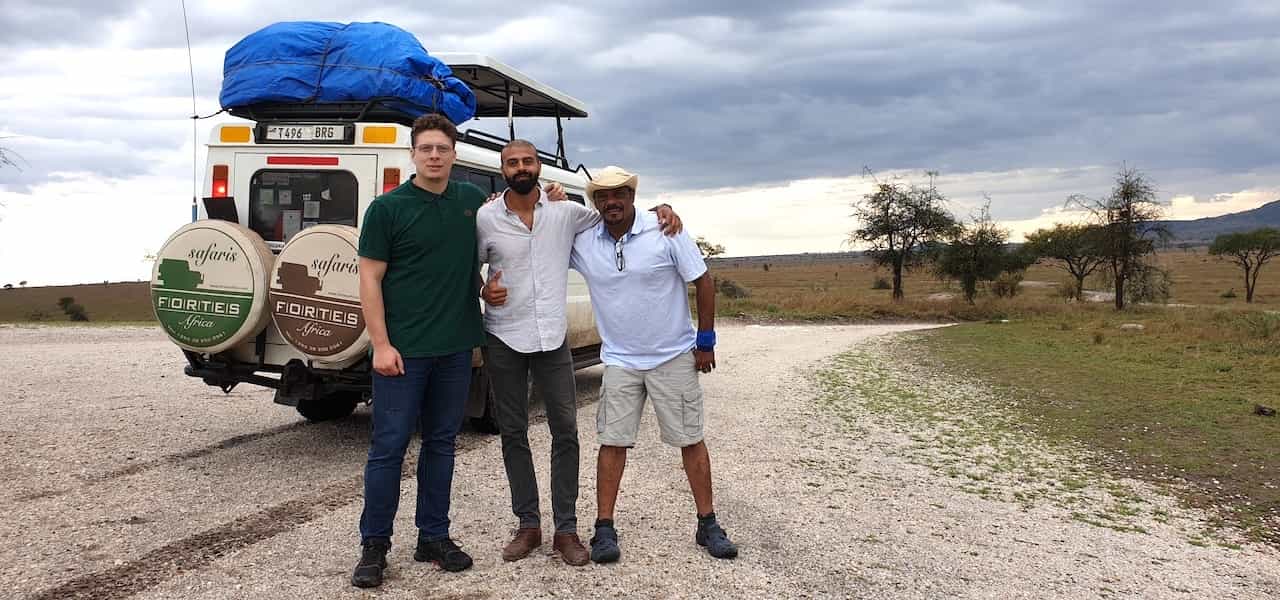 Posing with the guide on a game drive