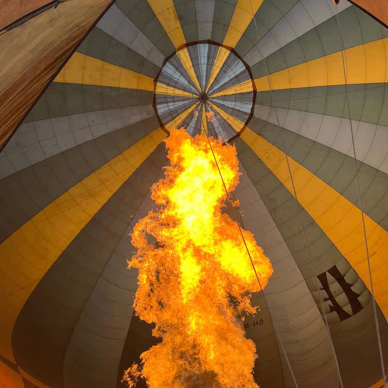 Inflating a hot air balloon
